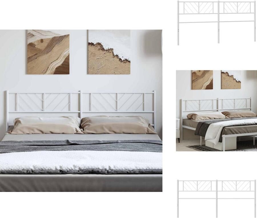 VidaXL Hoofdbord Hoofdborden Hoofdeinde Metalen Hoofdbord 180 cm metaal wit - Foto 7