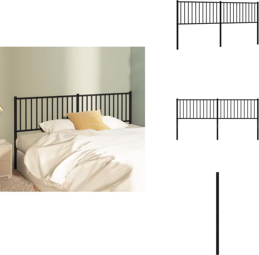 VidaXL Hoofdbord Klassiek Zwart 187x90 cm Robuuste Metalen Constructie Bedonderdeel