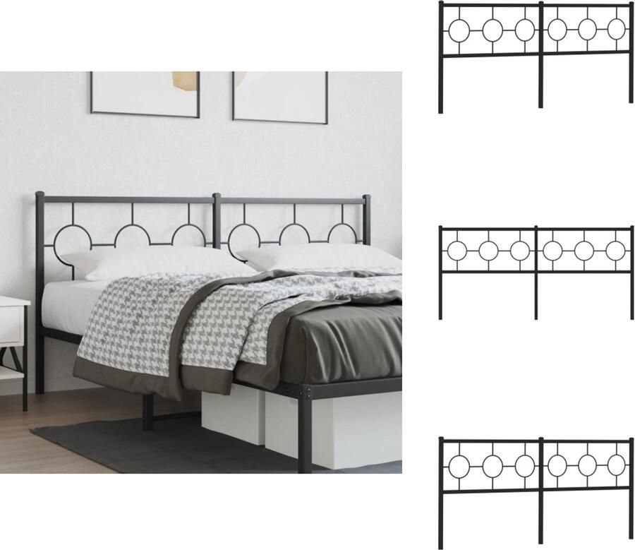 VidaXL Hoofdbord Hoofdborden Hoofdeinde Metalen Hoofdbord 180 cm metaal zwart