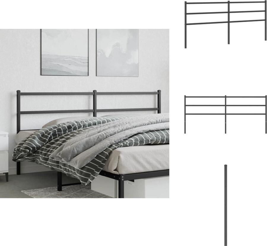 VidaXL Hoofdbord Hoofdborden Hoofdeinde Metalen Hoofdbord 180 cm metaal zwart