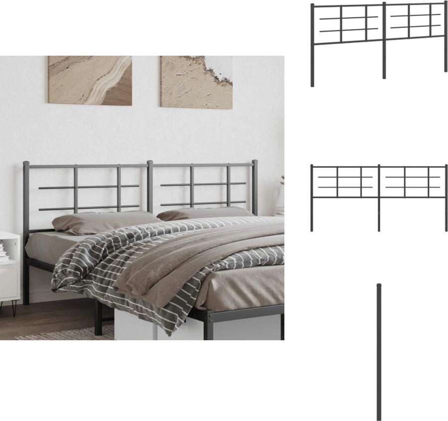 VidaXL Hoofdbord Hoofdborden Hoofdeinde Metalen Hoofdbord 180 cm metaal zwart