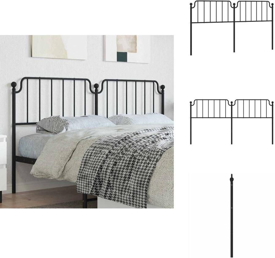 VidaXL Hoofdbord Hoofdborden Hoofdeinde Metalen Hoofdbord 180 cm metaal zwart