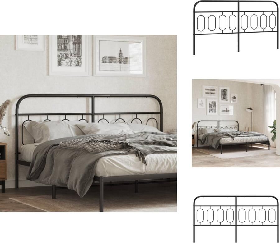 VidaXL Hoofdbord Hoofdborden Hoofdeinde Metalen Hoofdbord 183 cm metaal zwart