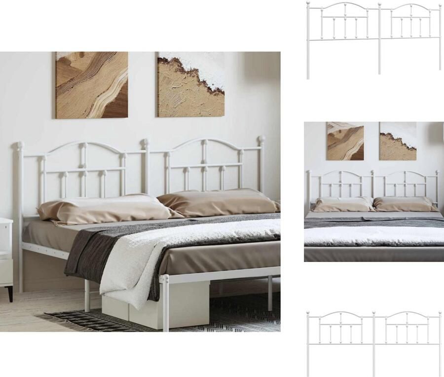 VidaXL Hoofdbord Hoofdborden Hoofdeinde Metalen Hoofdbord 193 cm metaal wit