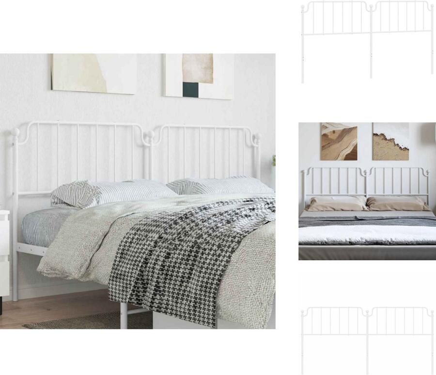 VidaXL Hoofdbord Hoofdborden Hoofdeinde Metalen Hoofdbord 193 cm metaal wit