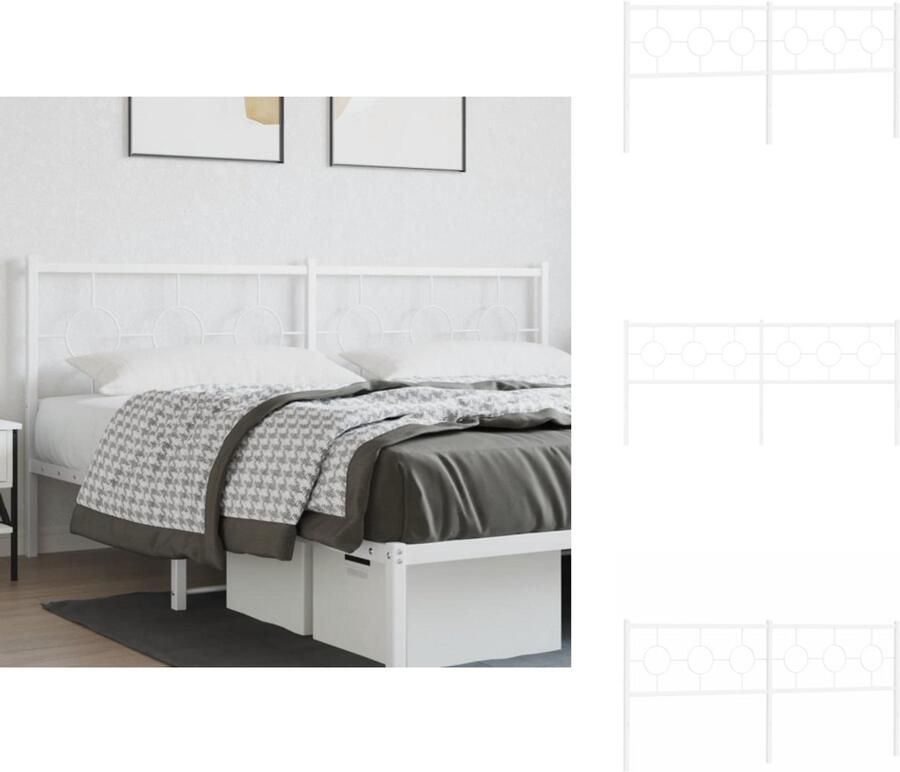 VidaXL Hoofdbord Hoofdborden Hoofdeinde Metalen Hoofdbord 193 cm metaal wit