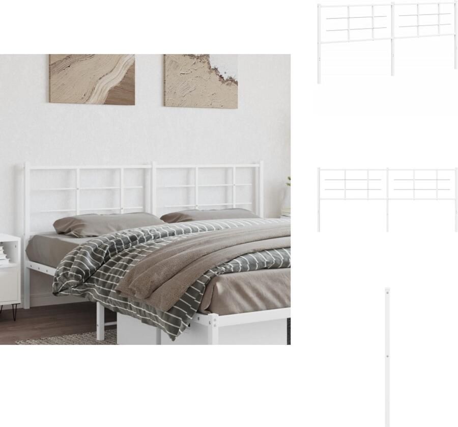 VidaXL Hoofdbord Hoofdborden Hoofdeinde Metalen Hoofdbord 193 cm metaal wit