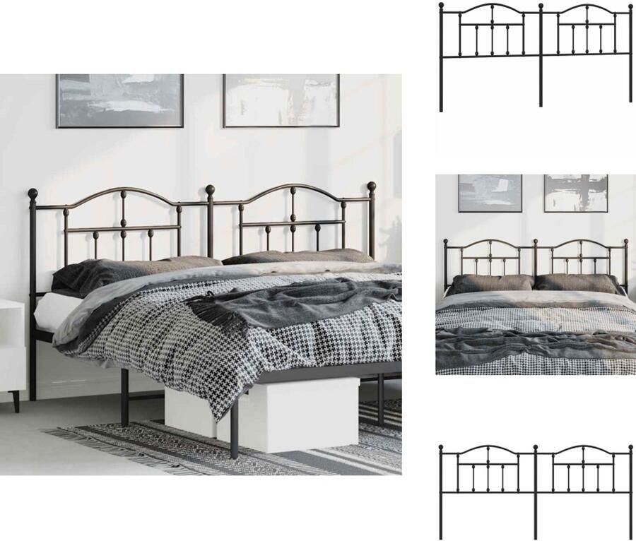 VidaXL Hoofdbord Hoofdborden Hoofdeinde Metalen Hoofdbord 193 cm metaal zwart - Foto 6