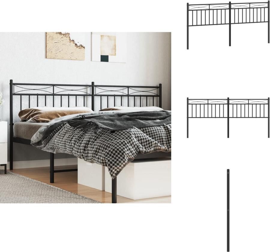 VidaXL Hoofdbord Hoofdborden Hoofdeinde Metalen Hoofdbord 193 cm metaal zwart - Foto 2