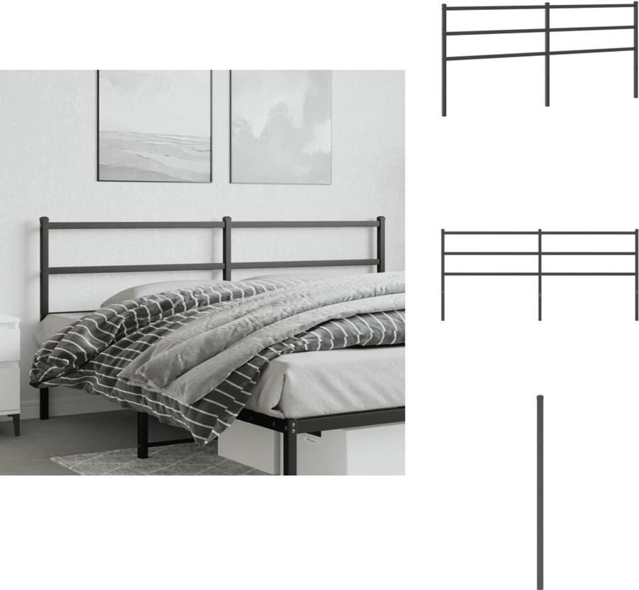 VidaXL Hoofdbord Hoofdborden Hoofdeinde Metalen Hoofdbord 193 cm metaal zwart