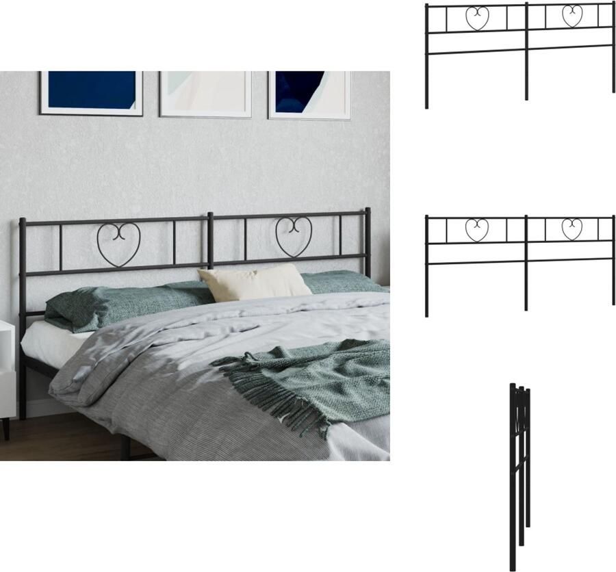 VidaXL Hoofdbord Hoofdborden Hoofdeinde Metalen Hoofdbord 193 cm metaal zwart - Foto 3