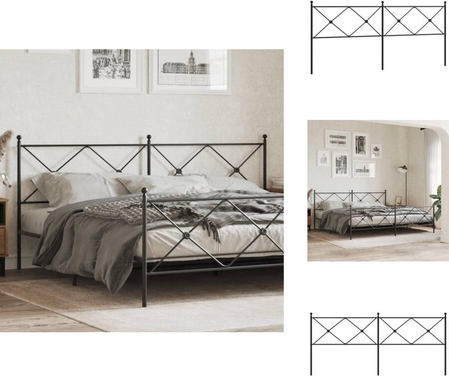 VidaXL Hoofdbord Hoofdborden Hoofdeinde Metalen Hoofdbord 193 cm metaal zwart - Foto 5