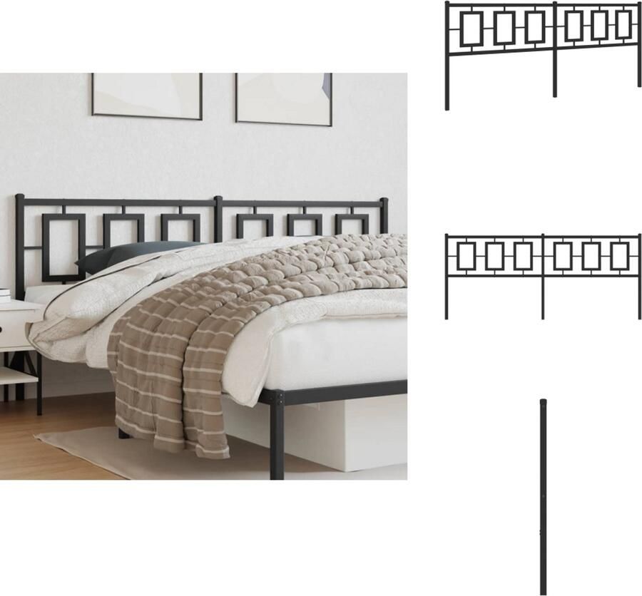 VidaXL Hoofdbord Hoofdborden Hoofdeinde Metalen Hoofdbord 193 cm metaal zwart - Foto 4
