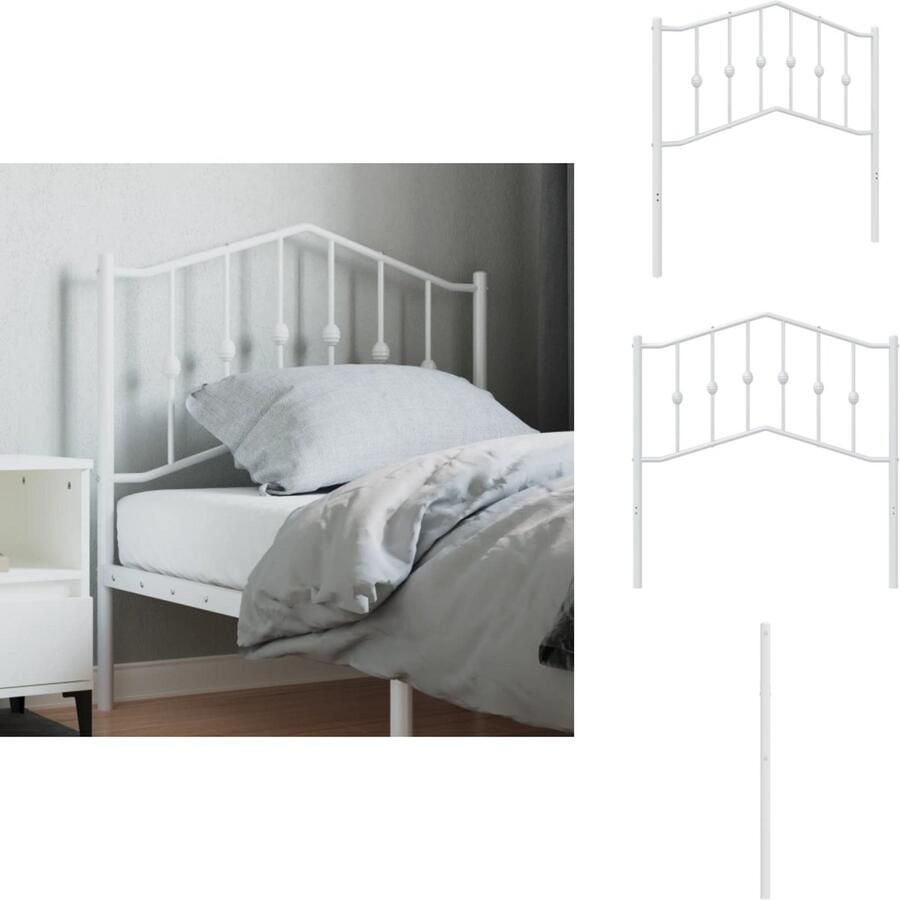 VidaXL Hoofdbord Hoofdborden Hoofdeinde Metalen Hoofdbord 90 cm metaal wit