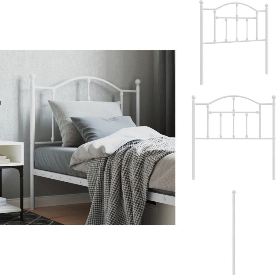VidaXL Hoofdbord Hoofdborden Hoofdeinde Metalen Hoofdbord 90 cm metaal wit