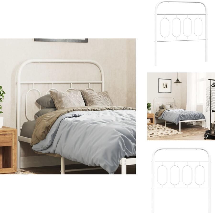VidaXL Hoofdbord Hoofdborden Hoofdeinde Metalen Hoofdbord 90 cm metaal wit