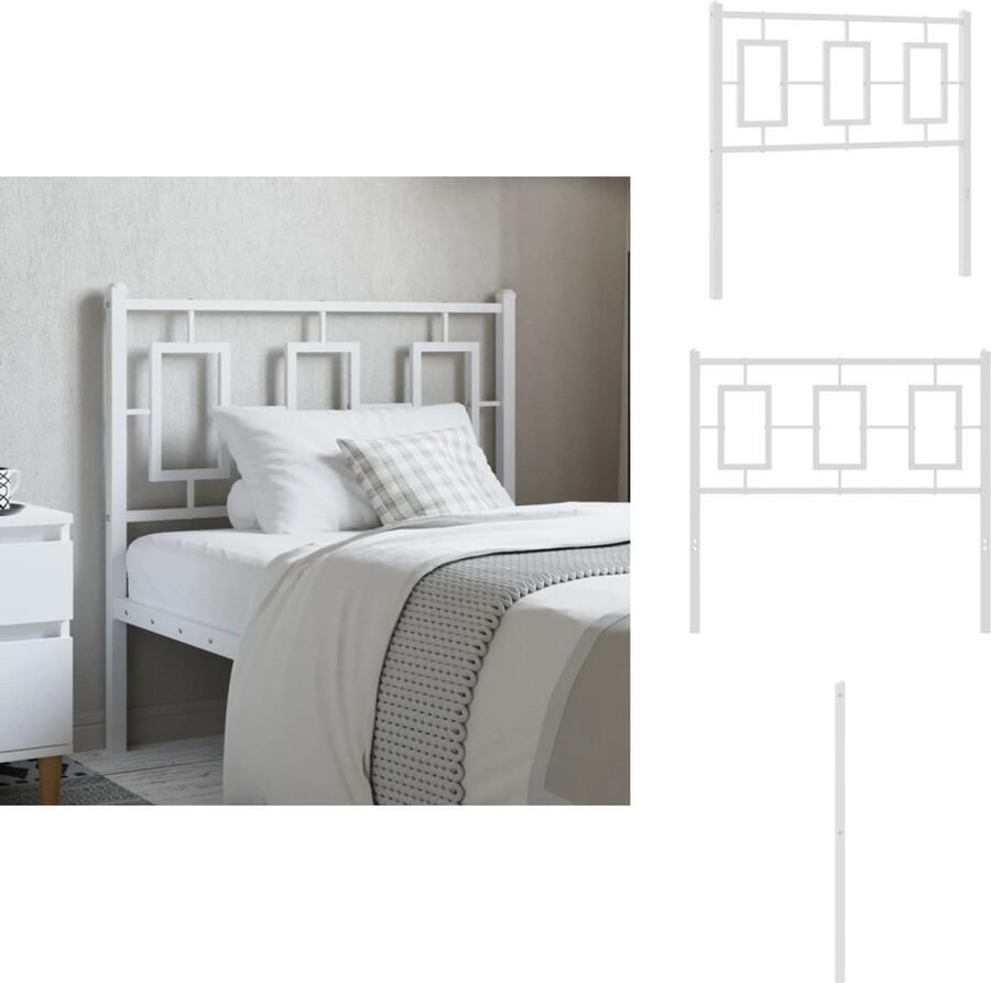 VidaXL Hoofdbord Hoofdborden Hoofdeinde Metalen Hoofdbord 90 cm metaal wit