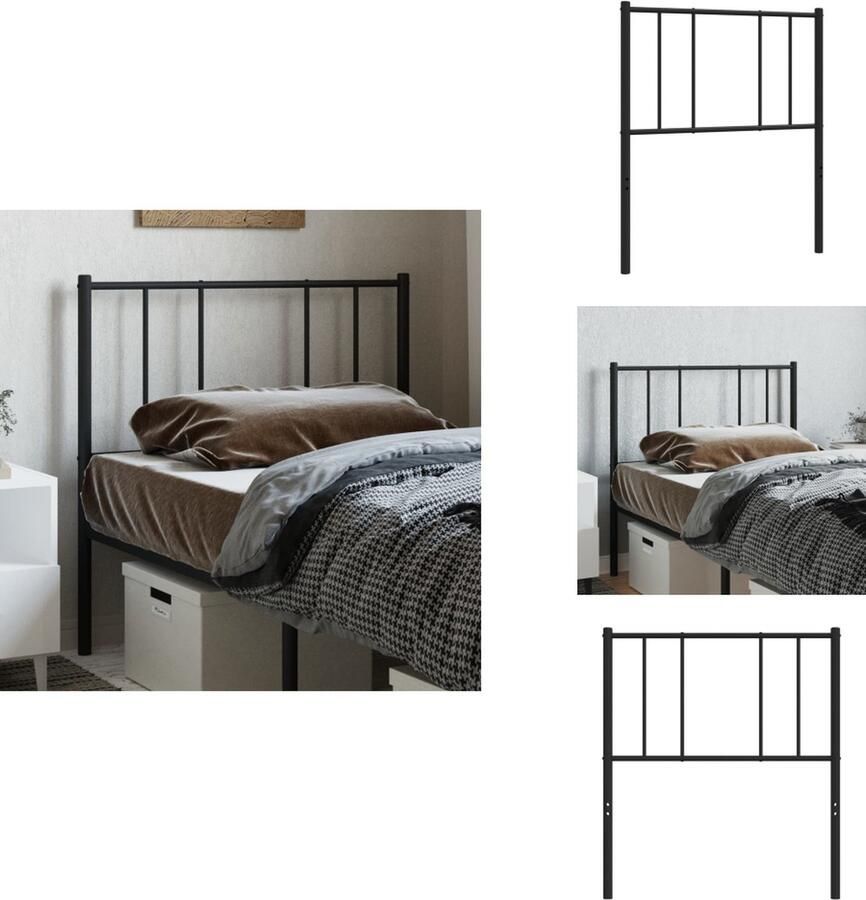VidaXL Hoofdbord Hoofdborden Hoofdeinde Metalen Hoofdbord 90 cm metaal zwart - Foto 4