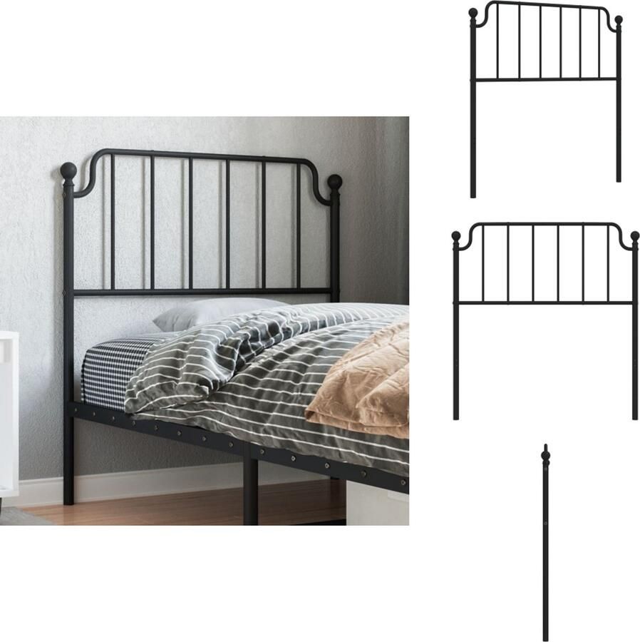 VidaXL Hoofdbord Hoofdborden Hoofdeinde Metalen Hoofdbord 90 cm metaal zwart
