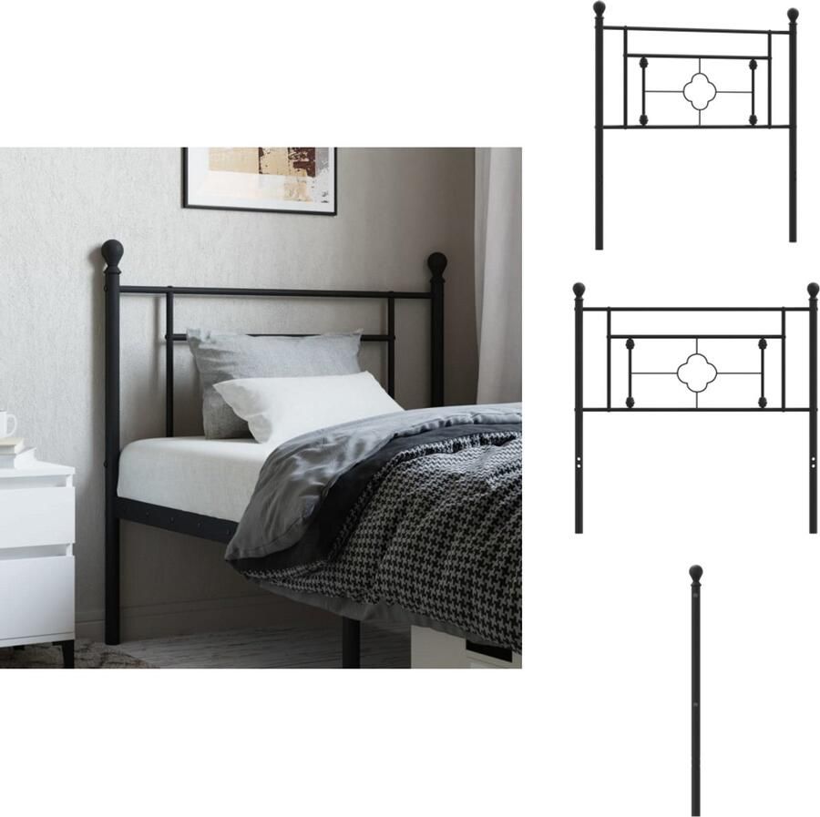VidaXL Hoofdbord Hoofdborden Hoofdeinde Metalen Hoofdbord 90 cm metaal zwart