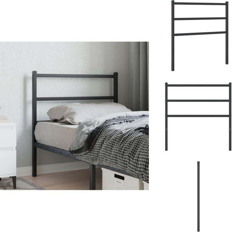 VidaXL Hoofdbord Hoofdborden Hoofdeinde Metalen Hoofdbord 90 cm metaal zwart