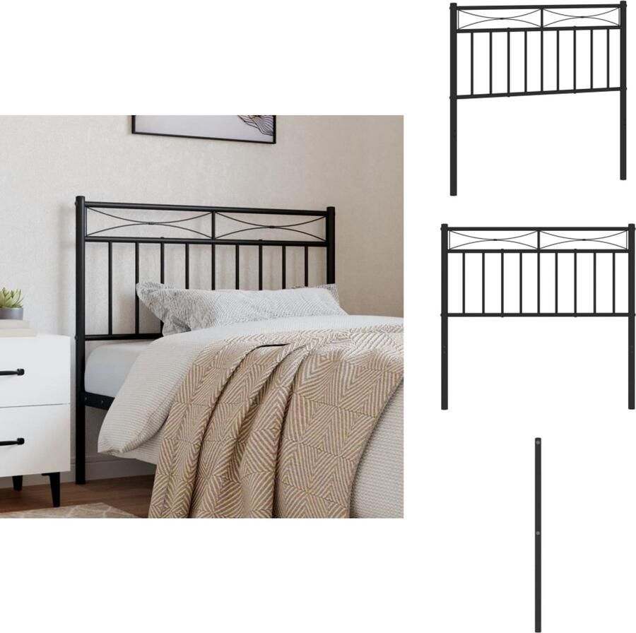 VidaXL Hoofdbord Hoofdborden Hoofdeinde Metalen Hoofdbord 90 cm metaal zwart