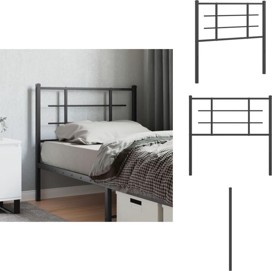 VidaXL Hoofdbord Hoofdborden Hoofdeinde Metalen Hoofdbord 90 cm metaal zwart