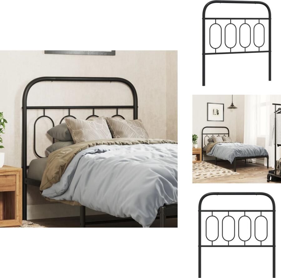 VidaXL Hoofdbord Hoofdborden Hoofdeinde Metalen Hoofdbord 90 cm metaal zwart - Foto 3