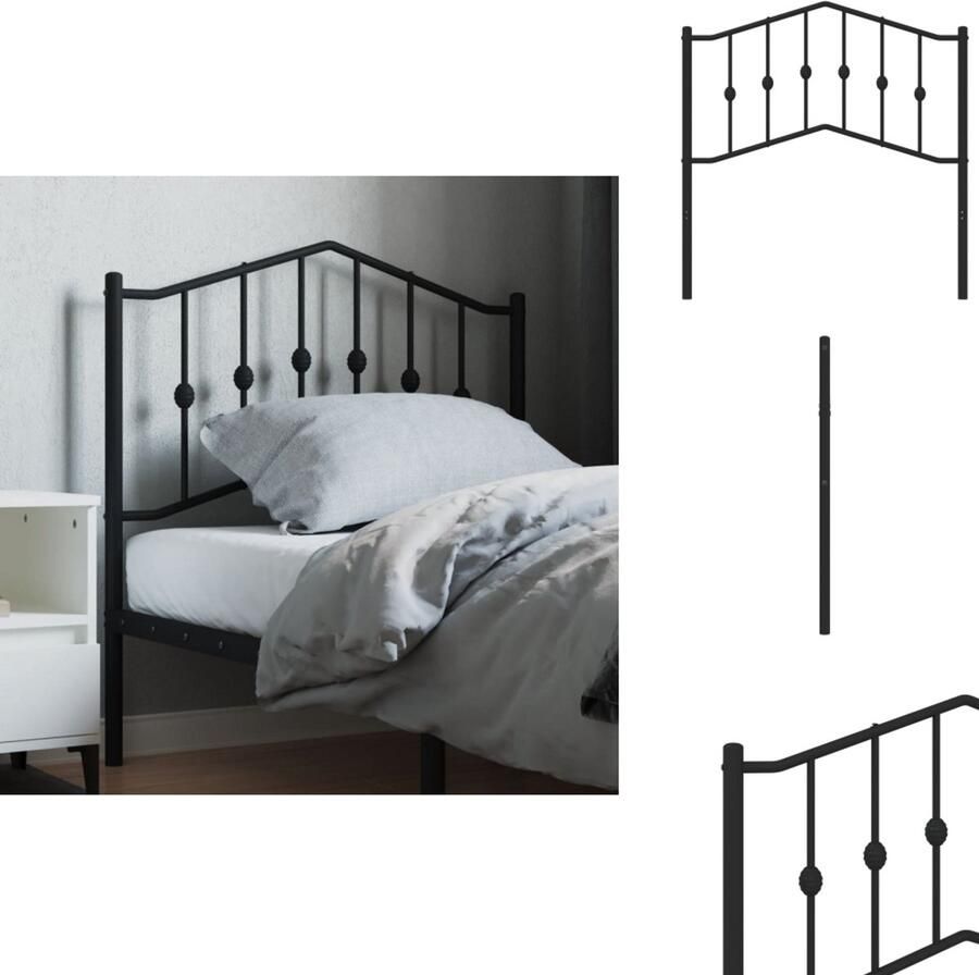 VidaXL Hoofdbord Hoofdborden Hoofdeinde Metalen Hoofdbord 90 cm metaal zwart