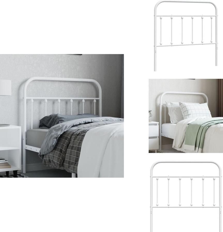 VidaXL Hoofdbord Klassiek Hoofdborden Afmeting- 105 x 3 x 90 cm Kleur- wit Bedonderdeel - Foto 3