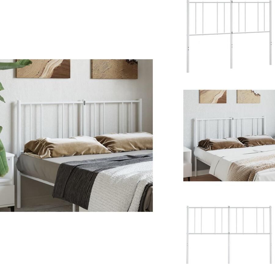 VidaXL Klassiek Hoofdbord Wit 125 x 3 x 100 cm Robuuste metalen constructie Bedonderdeel