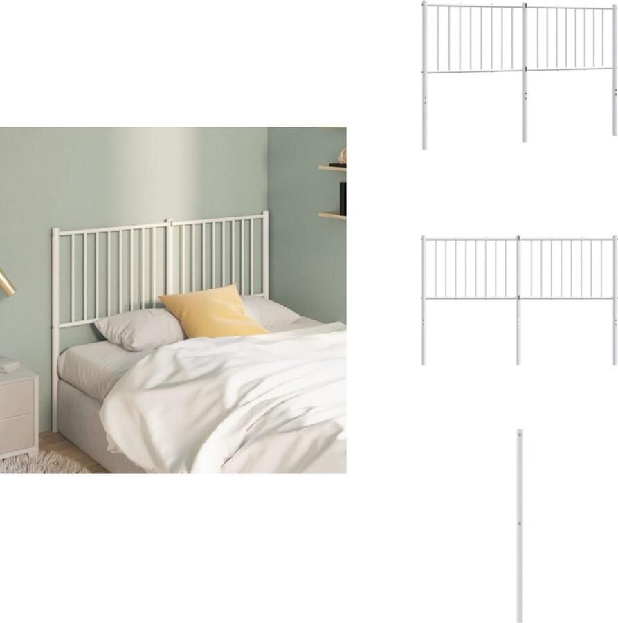 VidaXL Hoofdbord Classic Metalen constructie 146 x 3 x 90 cm Wit Bedonderdeel