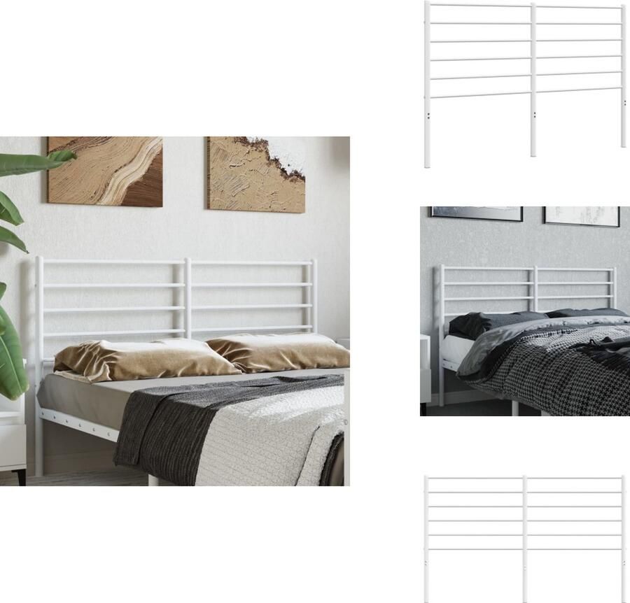 VidaXL Classic Hoofdbord Wit 146 x 3 x 90 cm Stalen constructie Bedonderdeel