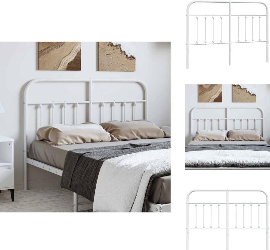VidaXL Hoofdbord Staal Wit 156 x 3 x 90 cm Robuuste constructie Bedonderdeel - Foto 1