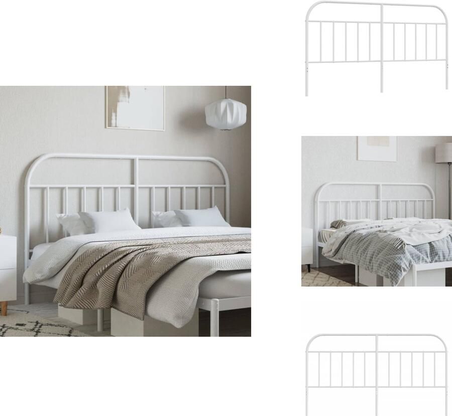 VidaXL Hoofdbord Hoofdborden Hoofdeinde Metalen Hoofdbord metaal wit 160 cm - Foto 2