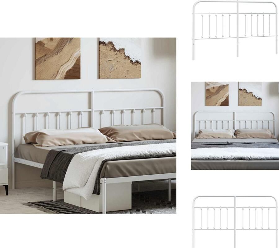VidaXL Hoofdbord Hoofdborden Hoofdeinde Metalen Hoofdbord metaal wit 180 cm - Foto 1