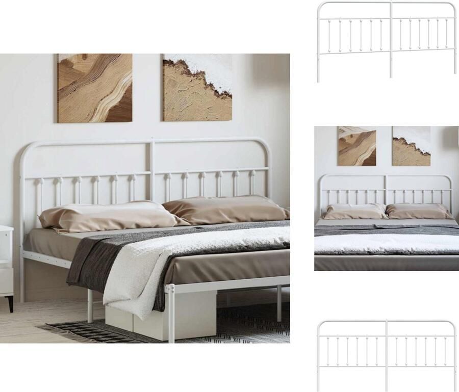 VidaXL Hoofdbord Hoofdborden Hoofdeinde Metalen Hoofdbord metaal wit 193 cm