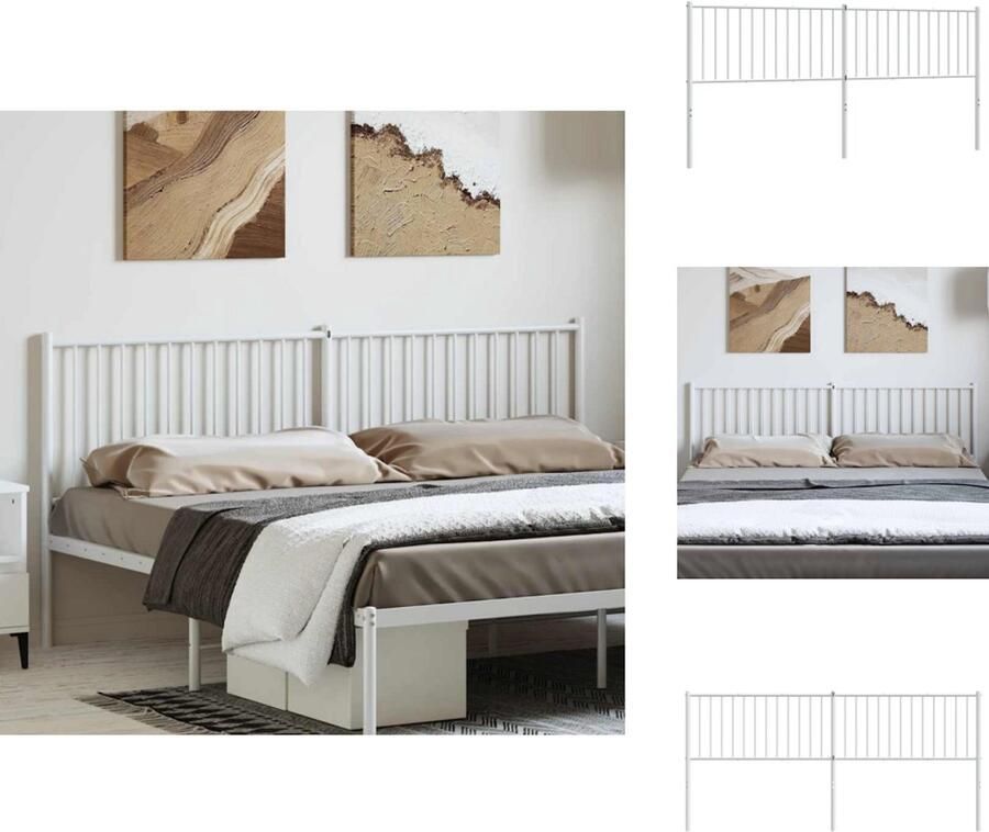 VidaXL Hoofdbord Hoofdborden Hoofdeinde Metalen Hoofdbord metaal wit 193 cm