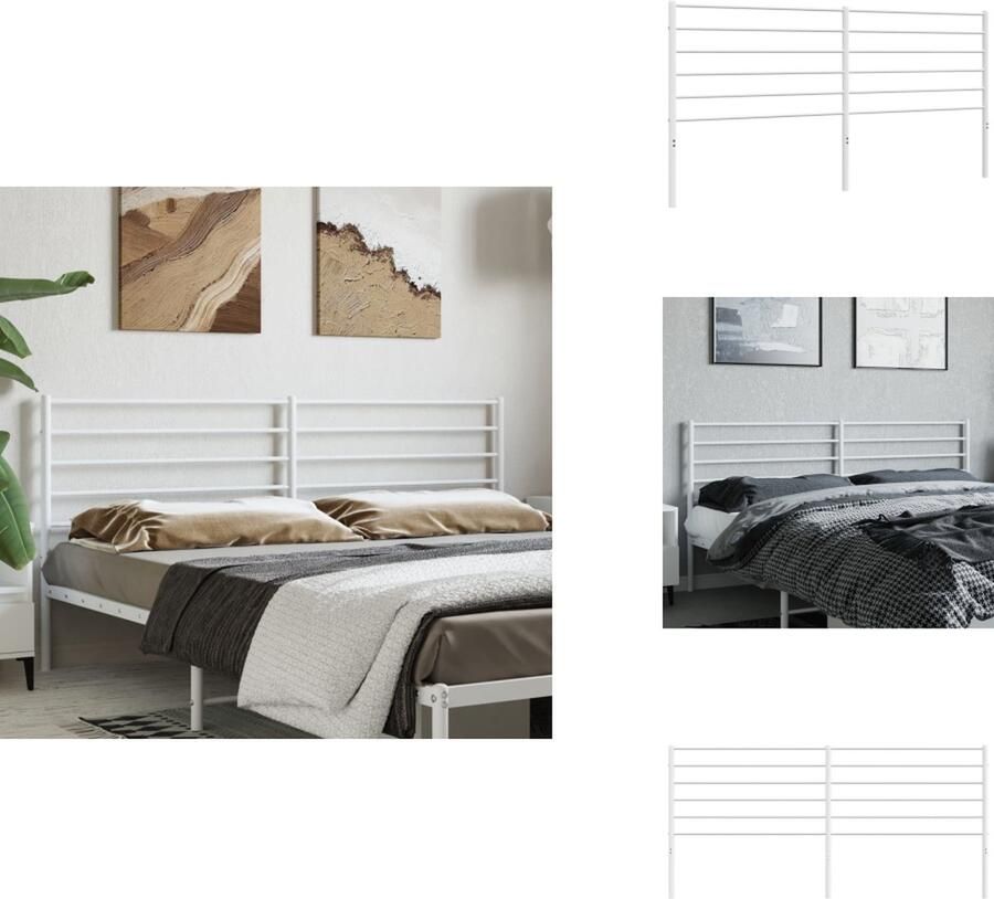 VidaXL klassiek hoofdbord wit staal 198x90 cm robuuste metalen constructie Bedonderdeel