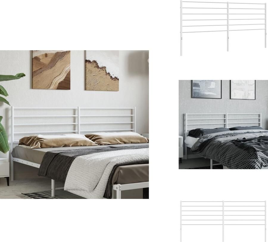 VidaXL Hoofdbord Metalen Hoofdbord Wit 206 x 3 x 90 cm Voor Bedden met Ronde Buizen Bedonderdeel