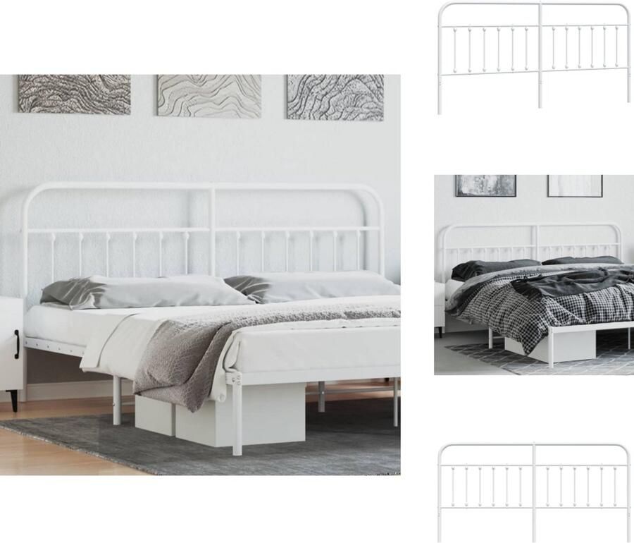 VidaXL Hoofdbord Hoofdborden Hoofdeinde Metalen Hoofdbord metaal wit 200 cm