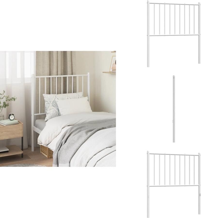 VidaXL Hoofdbord Hoofdborden Hoofdeinde Metalen Hoofdbord metaal wit 75 cm