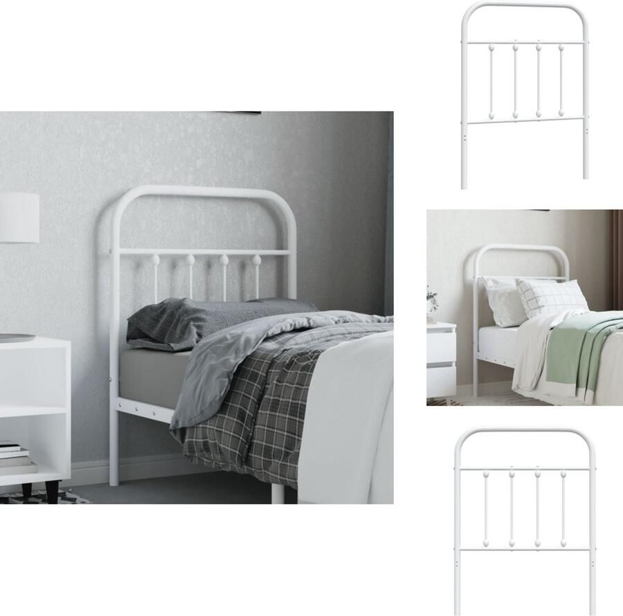 VidaXL Hoofdbord Hoofdborden Hoofdeinde Metalen Hoofdbord metaal wit 75 cm