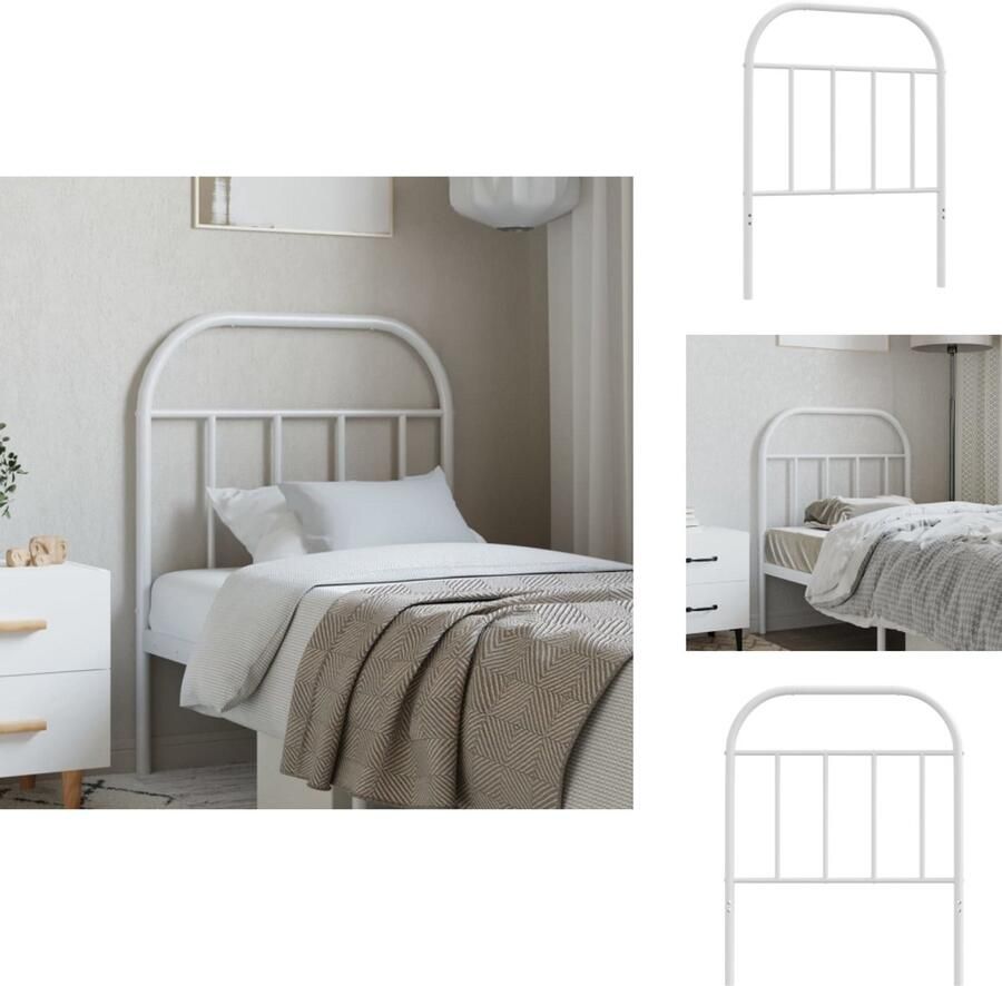 VidaXL Hoofdbord Hoofdborden Hoofdeinde Metalen Hoofdbord metaal wit 75 cm