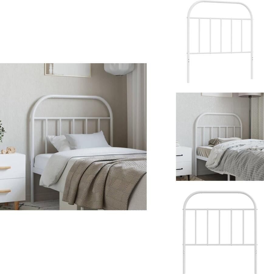 VidaXL Hoofdbord Hoofdborden Hoofdeinde Metalen Hoofdbord metaal wit 80 cm