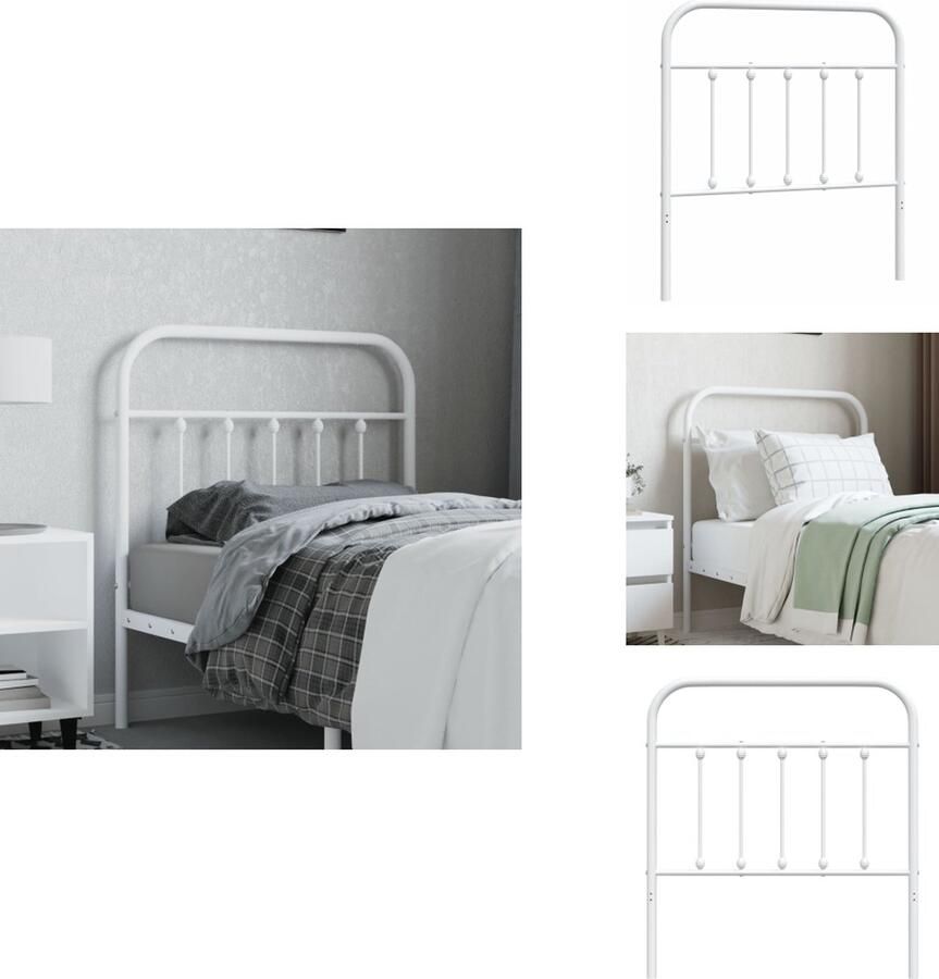 VidaXL Hoofdbord Hoofdborden Hoofdeinde Metalen Hoofdbord metaal wit 80 cm - Foto 2