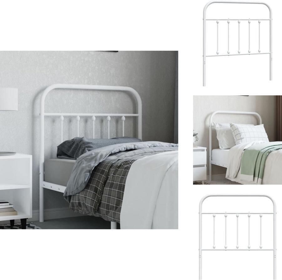 VidaXL Hoofdbord Hoofdborden Hoofdeinde Metalen Hoofdbord metaal wit 90 cm - Foto 2