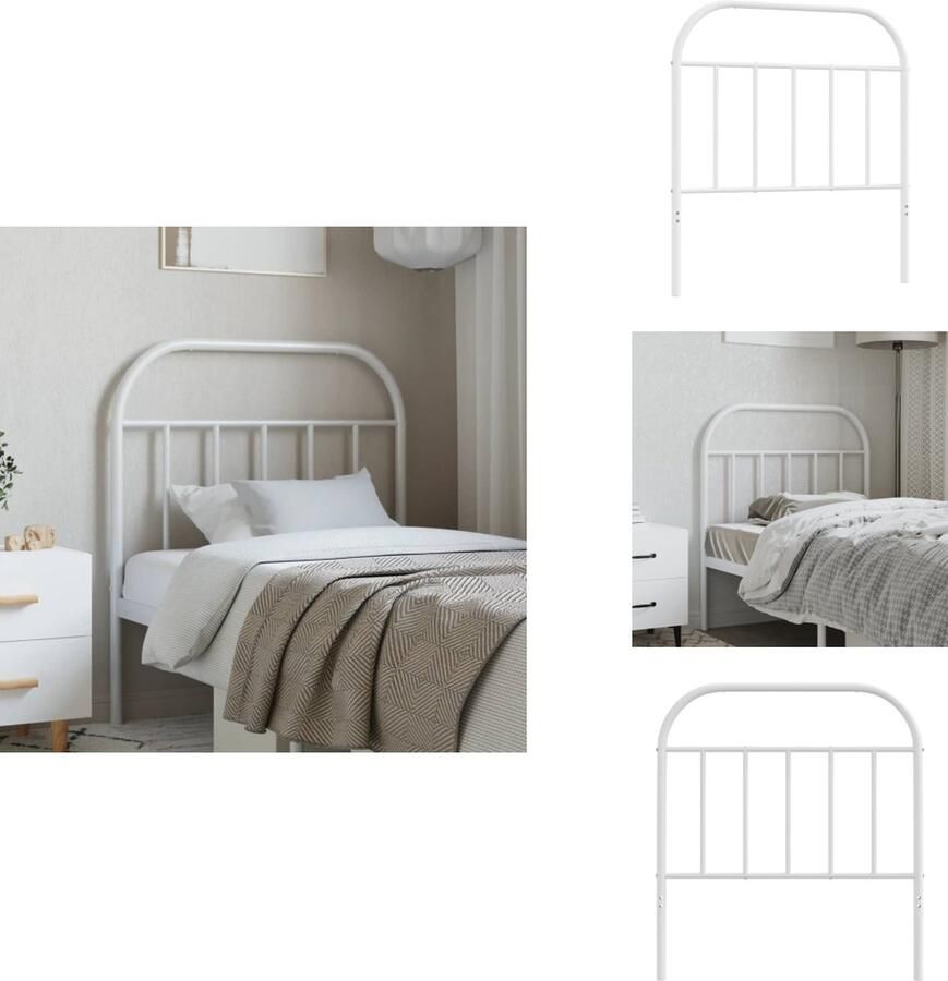 VidaXL Hoofdbord Hoofdborden Hoofdeinde Metalen Hoofdbord metaal wit 90 cm