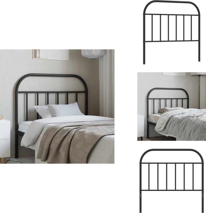 VidaXL Hoofdbord Hoofdborden Hoofdeinde Metalen Hoofdbord metaal zwart 100 cm