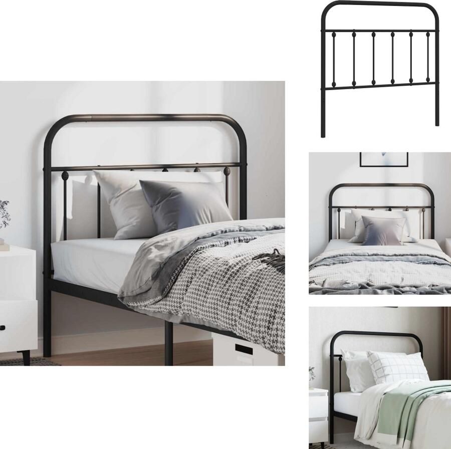 VidaXL Hoofdbord Hoofdborden Hoofdeinde Metalen Hoofdbord metaal zwart 100 cm